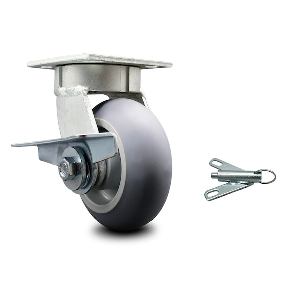5 Inch Kingpinless Thermoplastic Rubber Wheel Caster with Brake and Swivel Lock